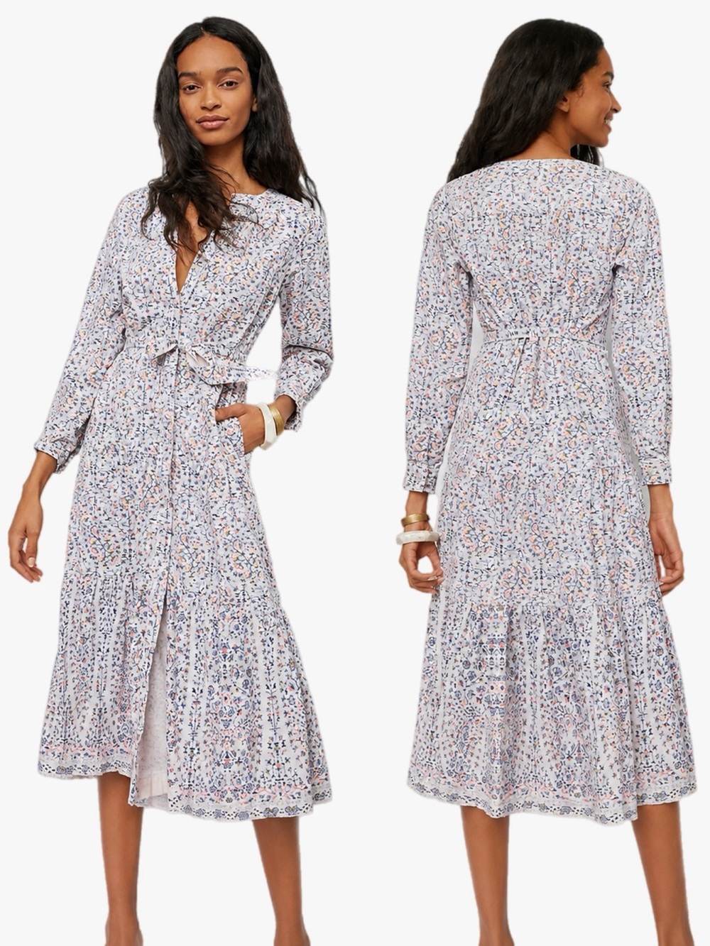 Anthropologie Pilcro Marta Tiered Corduroy Midi Dress Medium Petite MP - Picture 1 of 8